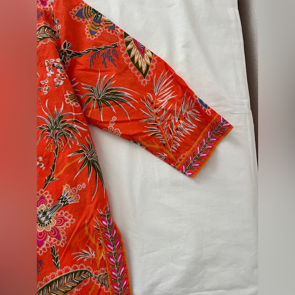 Gretchen Scott Designs Orange Floral V-Neck Tunic - Picture 5 of 9